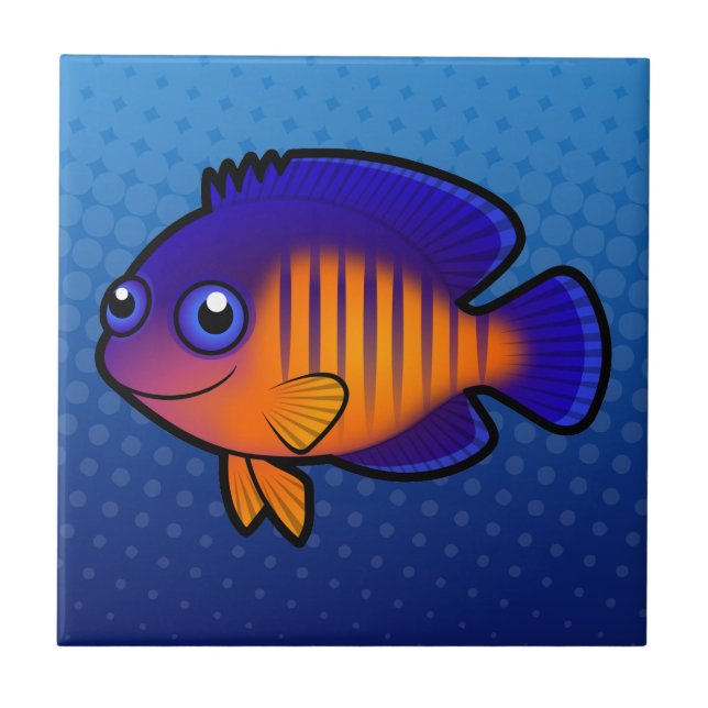 Cartoon Angelfish 1 Ceramic Tile (Front)