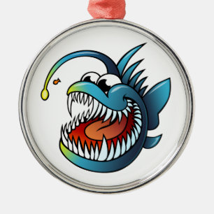 Cartoon Angler Fish Metal Ornament