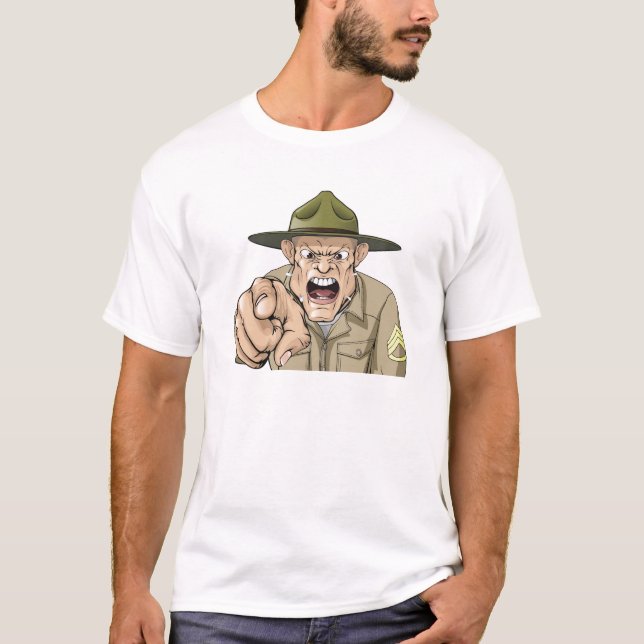 Cartoon angry army drill sergeant shouting T-Shirt (Front)