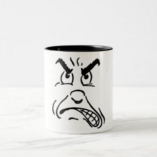 Cartoon Angry Face Two-Tone Coffee Mug