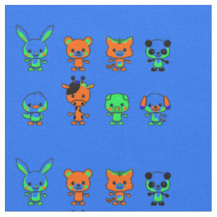Cartoon Animal Friends Fabric