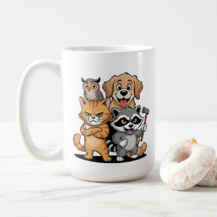 Cartoon Animal Friends Team Illustration Coffee Mug