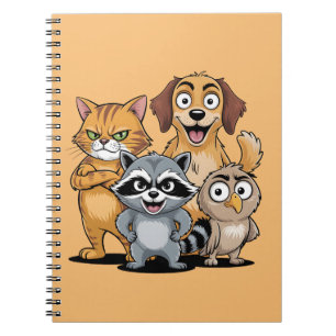 Cartoon Animal Friends Team Illustration Notebook