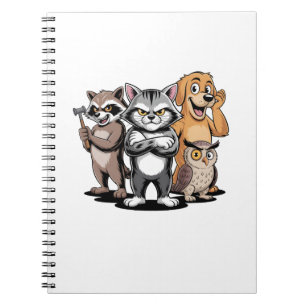 Cartoon Animal Team Character Illustration Notebook