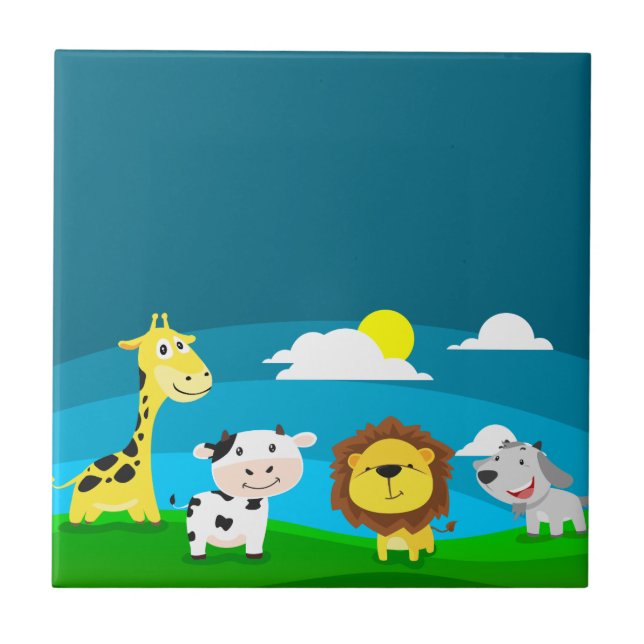 Cartoon animals            ceramic tile (Front)