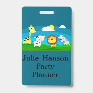 Cartoon animals ID badge
