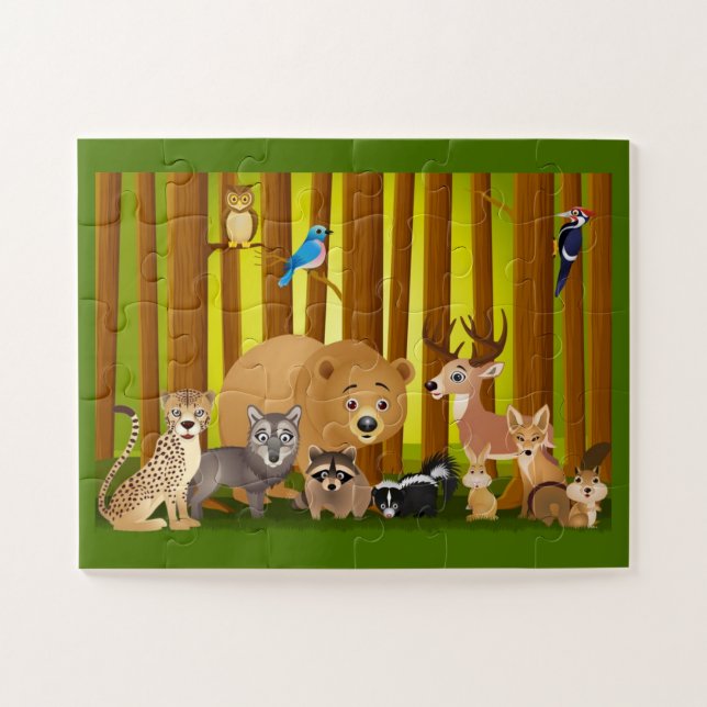 Cartoon Animals In the Forest Jigsaw Puzzle (Horizontal)
