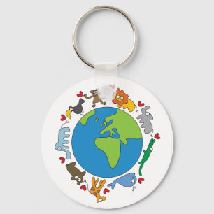 Cartoon Animals of the World Keychain