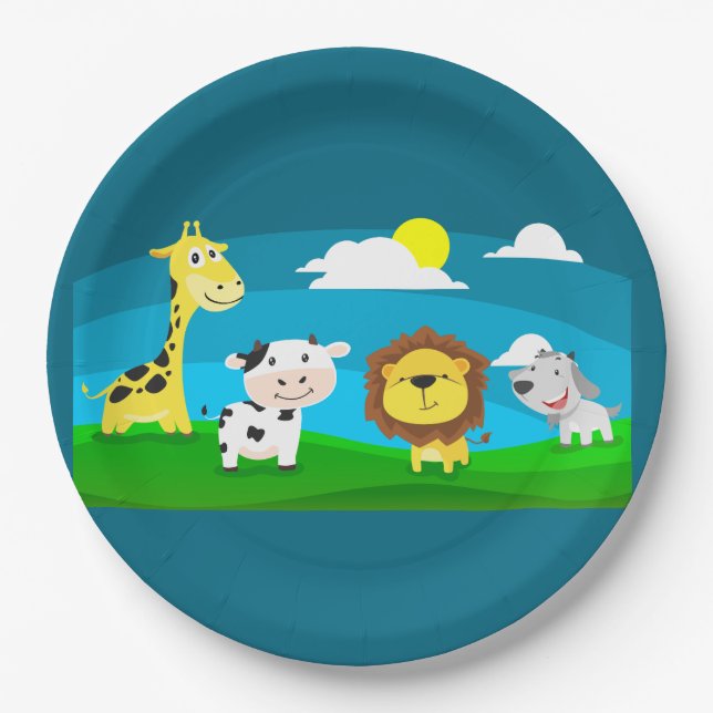 Cartoon animals     paper plate (Front)