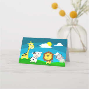 Cartoon animals place card