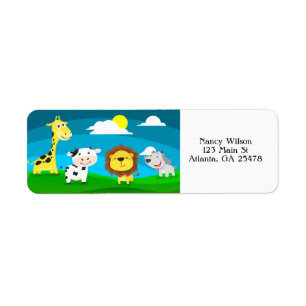 Cartoon animals return address label