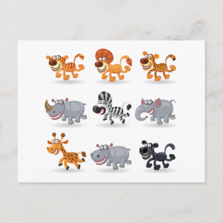 Cartoon animals set 1 postcard