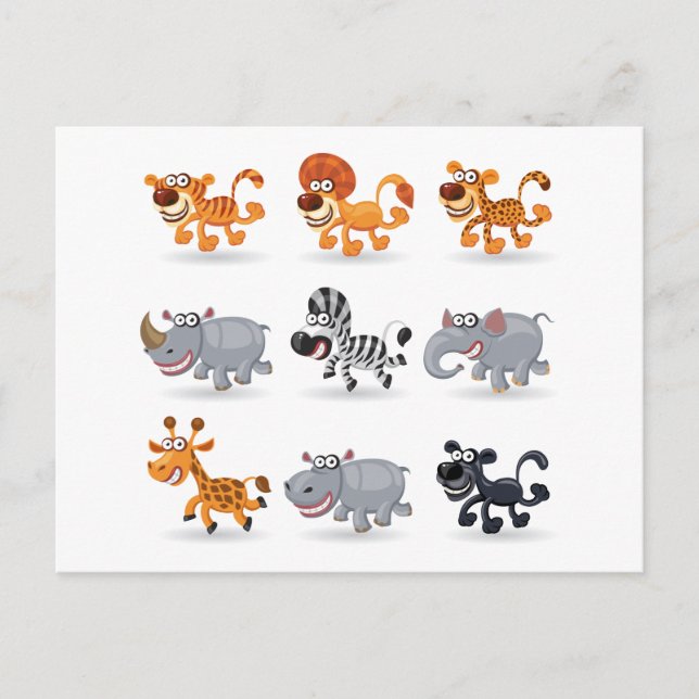 Cartoon animals set 1 postcard (Front)