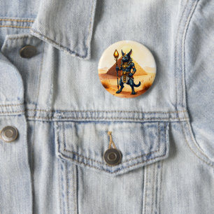 Cartoon Anubis – Egyptian God of the Afterlife 6 Cm Round Badge