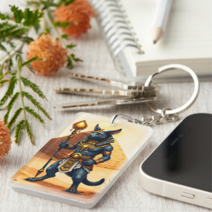 Cartoon Anubis – Egyptian God of the Afterlife Key Ring