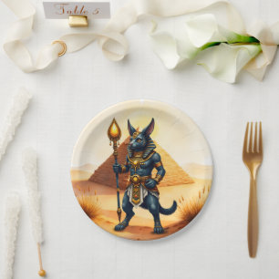Cartoon Anubis – Egyptian God of the Afterlife Paper Plate