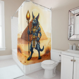 Cartoon Anubis – Egyptian God of the Afterlife Shower Curtain