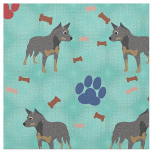 Cartoon Australian Cattle Dog Fabric