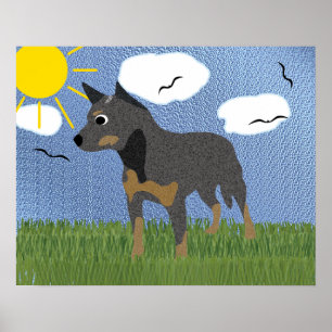 Cartoon Australian Cattle Dog Poster