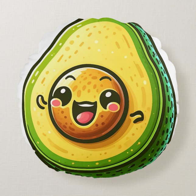 Cartoon Avocado Half Round Pillow – Whimsical  (Front)