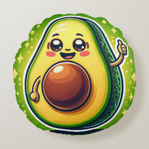 Cartoon Avocado Half Round Pillow – Whimsical 