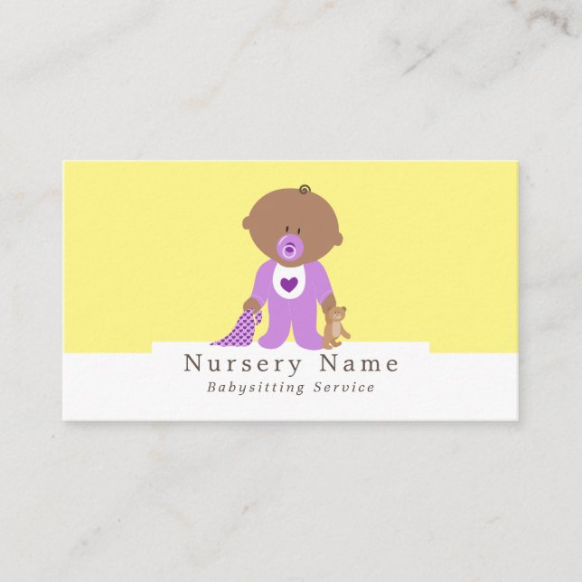 Cartoon Baby & Bear, Babysitter, Daycare, Nursery Business Card (Front)