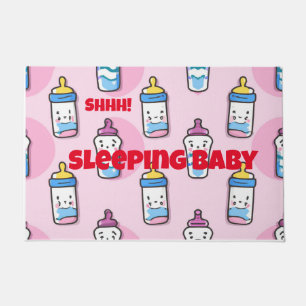 cartoon baby bottle fun "SHHH! baby sleeping" Doormat