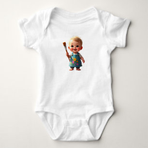 Cartoon baby dressed as an artist bodysuit