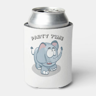 Cartoon baby elephant looking into the sky can cooler