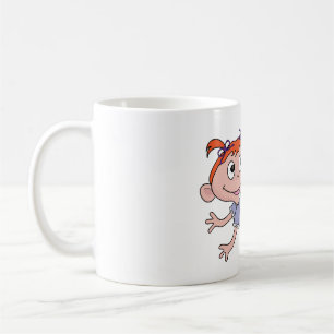 Cartoon Baby Girl Crawling Red Hair Purple Bows Coffee Mug