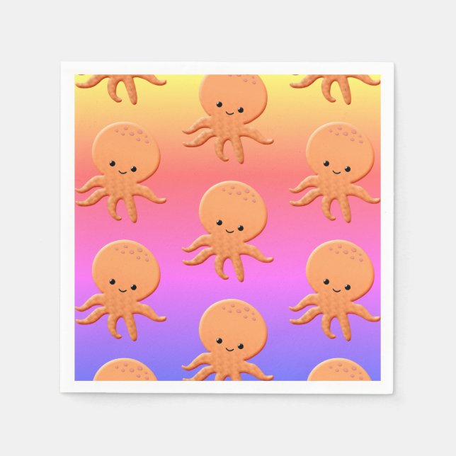 Cartoon Baby Octopus Napkins (Front)