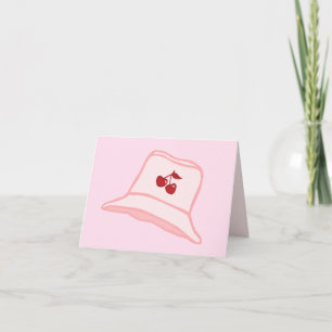 Cartoon Baby Pink Coquette Cherry Bucket Hat  Thank You Card
