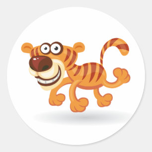 Cartoon baby tiger classic round sticker