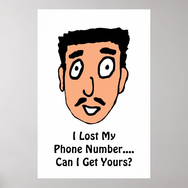 Cartoon Bad Pick up Line Slimy Moustache Guy Poster (Front)