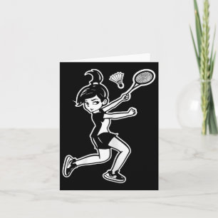 Cartoon Badminton Woman Shuttle Player  Card