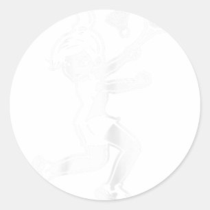 Cartoon Badminton Woman Shuttle Player Classic Round Sticker