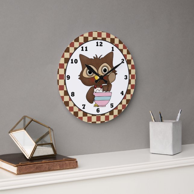 Cartoon Baking Owl Kitchen wall clock (Office)