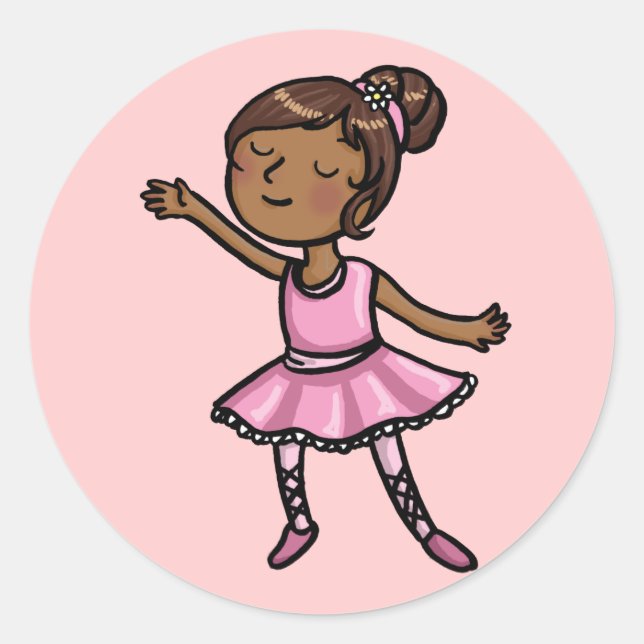 Cartoon Ballet Dancer Classic Round Sticker (Front)