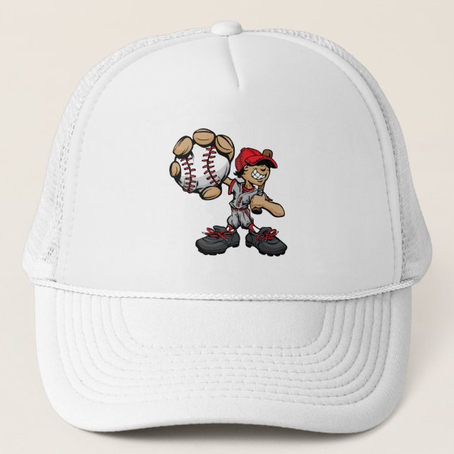Cartoon Ballplayer Trucker Hat (Front)