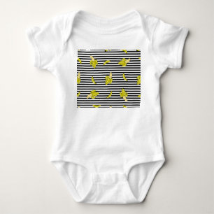 Cartoon banana patches: retro style. baby bodysuit