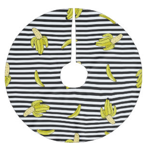 Cartoon banana patches: retro style. brushed polyester tree skirt
