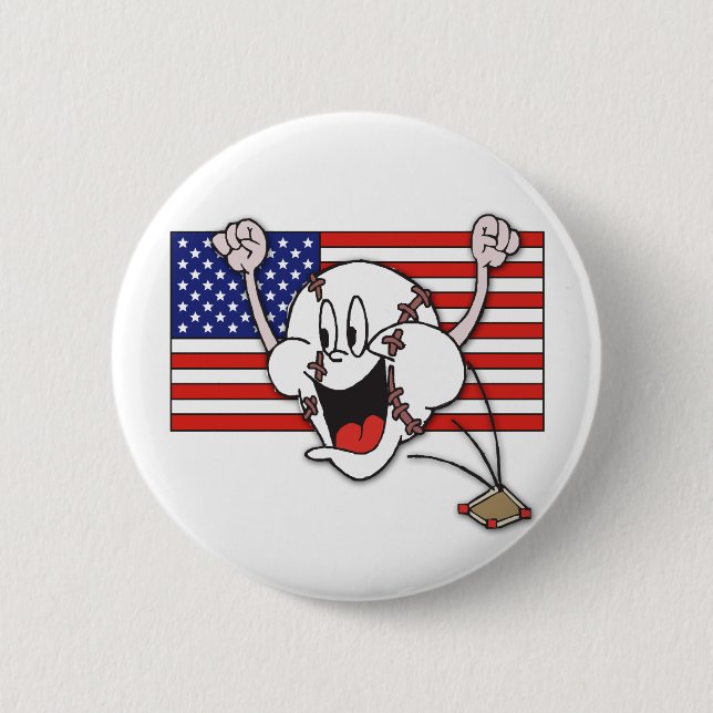 Cartoon Baseball 6 Cm Round Badge (Front)