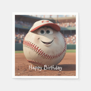 Cartoon Baseball Birthday Napkin