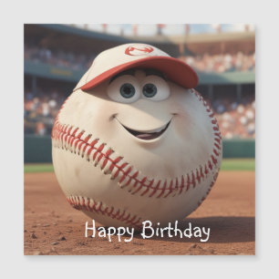Cartoon Baseball Magnetic Birthday Card