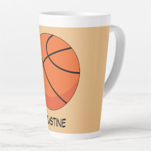 Cartoon Basketball Ball Add Name Latte Mug