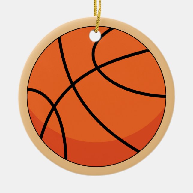 Cartoon Basketball Ball Ceramic Ornament (Front)