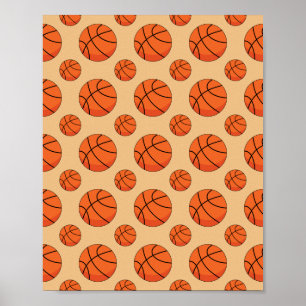 Cartoon Basketball Ball Poster