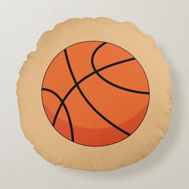 Cartoon Basketball Ball Round Cushion (Front)