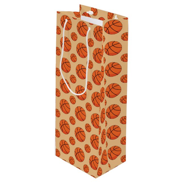 Cartoon Basketball Ball Wine Gift Bag (Front Angled)