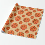 Cartoon Basketball Ball Wrapping Paper<br><div class="desc">A classic orange cartoon basketball ball illustration. Perfect gift idea for basketball fans,  your favourite coach,  your mum and dad that support you during your game when you dunk and shot the ball. Ideal as a basketball birthday gift for kids,  boys and girls.</div>